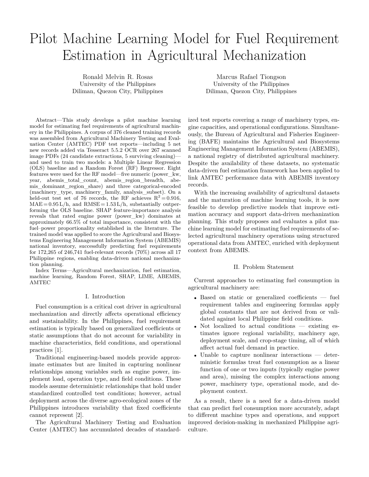 Thumbnail of the Fuel ABEMIS research paper: Pilot ML Fuel Agriculture in IEEE format.